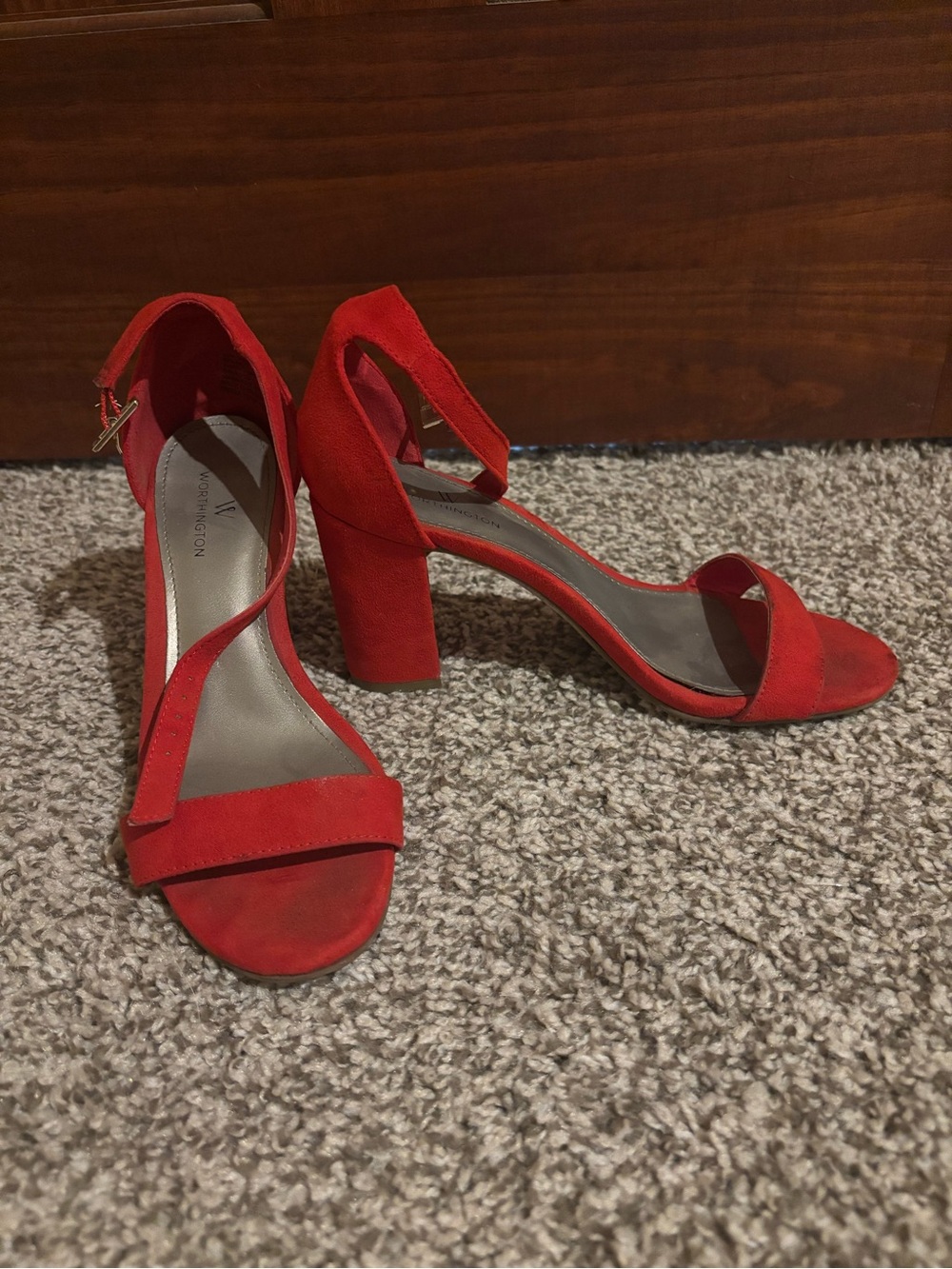 Worthington Red Suede Block Heel Sandals - Women